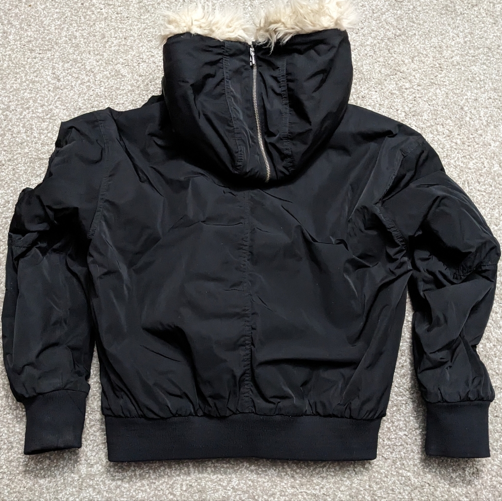 Wilfred Free quilted bomber winter jacket with fur lined hood black - Picture 16 of 16